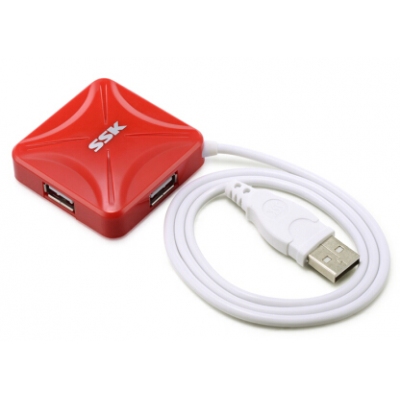彪王（SSK）SHU027 集线器HUB 一拖四口笔记本接口分线器 红色 